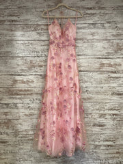 PINK/FLORAL A LINE GOWN