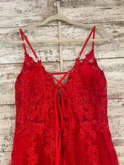 RED/FLORAL A LINE GOWN