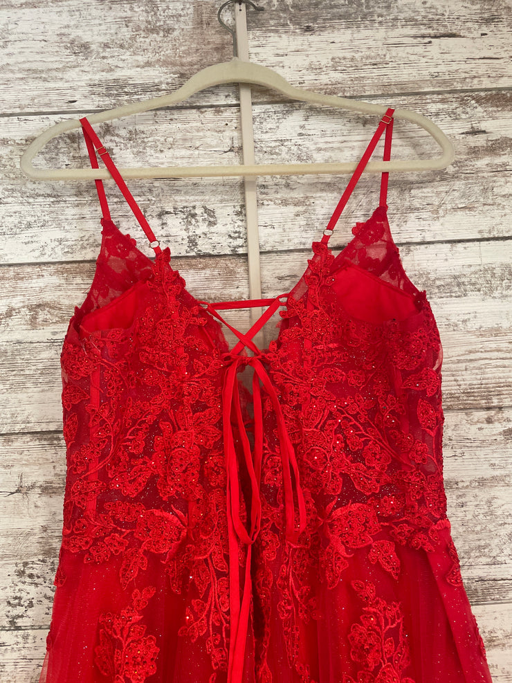 RED/FLORAL A LINE GOWN