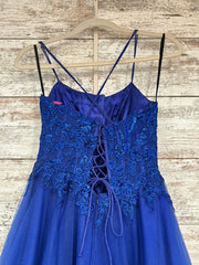 ROYAL BLUE A LINE GOWN