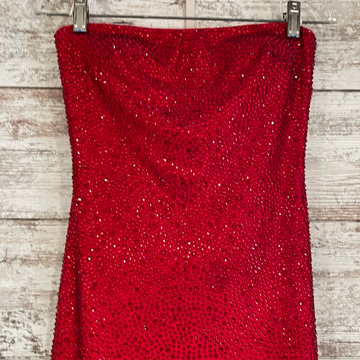 RED SPARKLY LONG EVENING GOWN