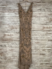 TAN/BROWN BEADED LONG DRESS