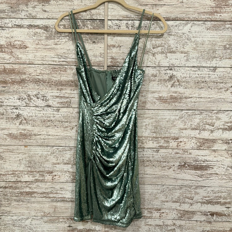 GREEN SEQUIN SHORT DRESS