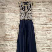 NAVY/WHITE A LINE GOWN