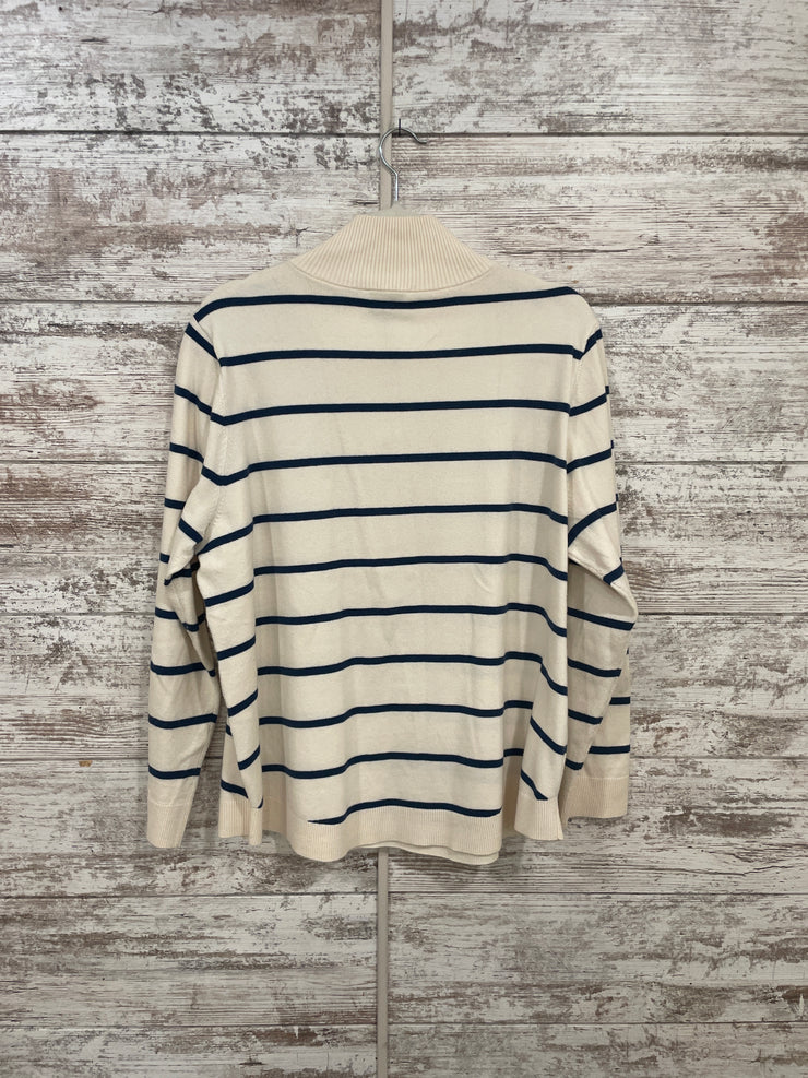 IVORY/BLUE 1/2 ZIP TOP $99
