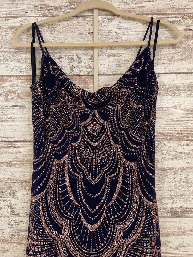 NAVY/GOLD LONG DRESS (NEW)
