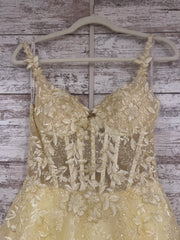 YELLOW/FLORAL A LINE GOWN- NEW