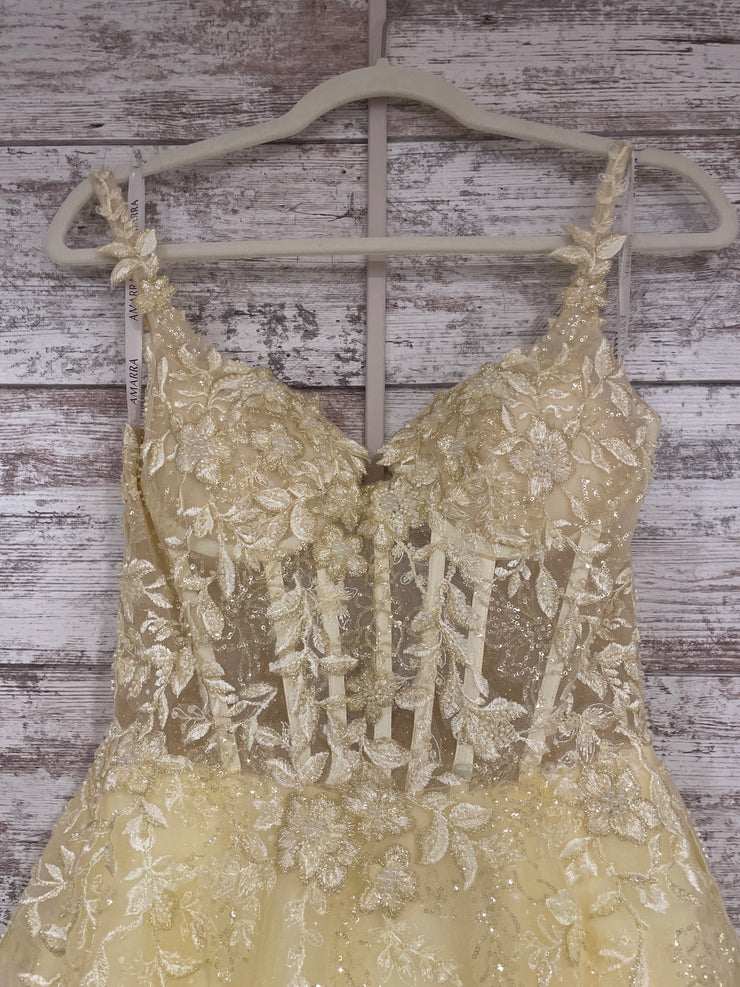 YELLOW/FLORAL A LINE GOWN- NEW