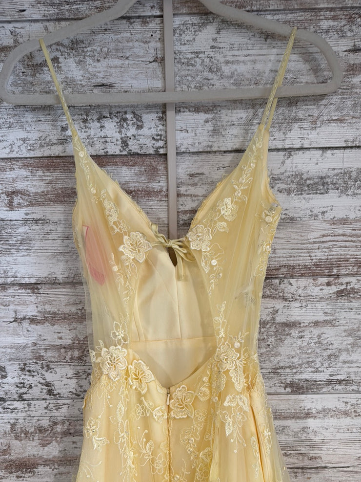 YELLOW/FLORAL A LINE GOWN