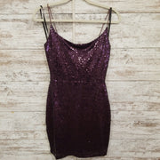 PURPLE SEQUIN SHORT DRESS-NEW