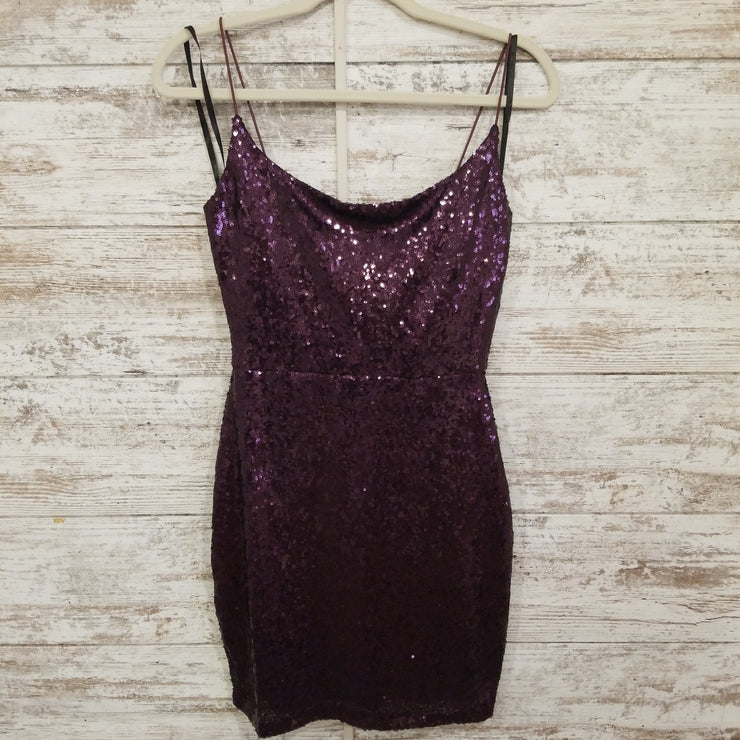 PURPLE SEQUIN SHORT DRESS-NEW