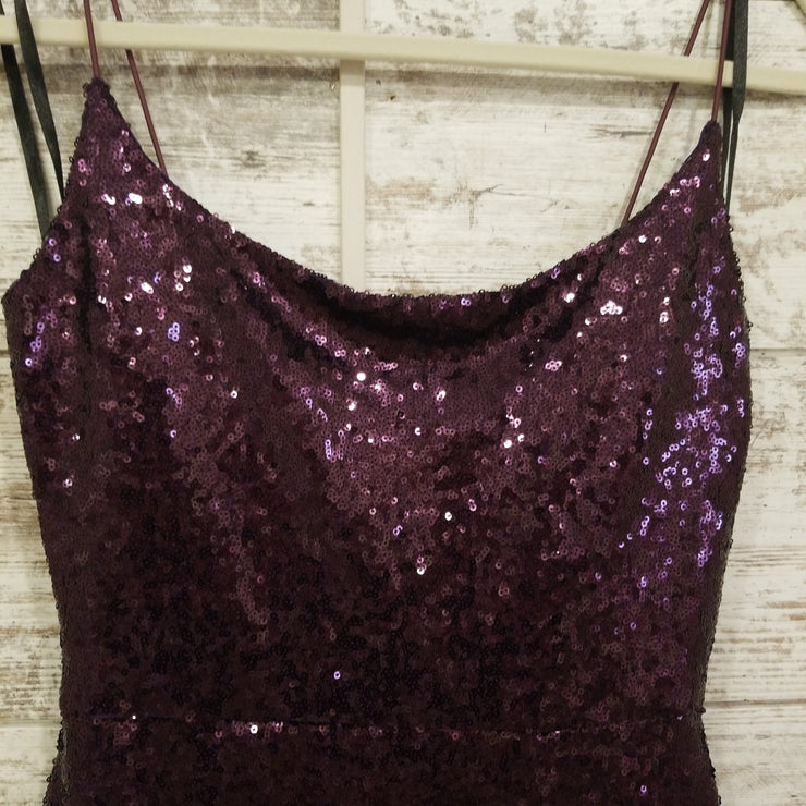 PURPLE SEQUIN SHORT DRESS-NEW