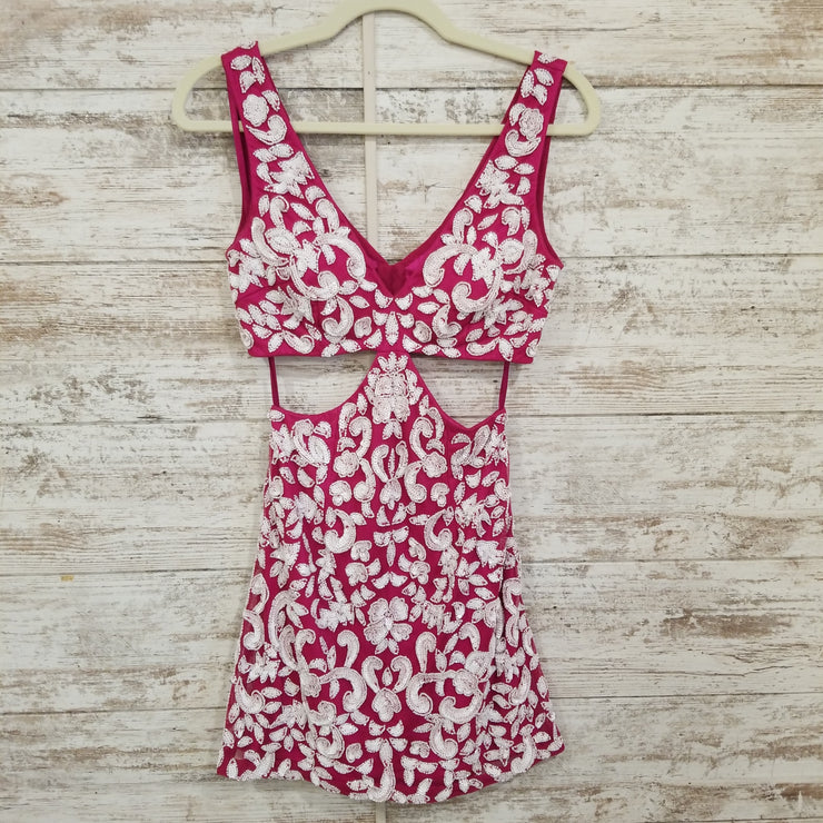 PINK/WHITE SPARKLY SHORT DRESS