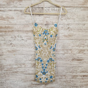 WHITE/GOLD/TEAL SHORT DRESS