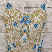 WHITE/GOLD/TEAL SHORT DRESS