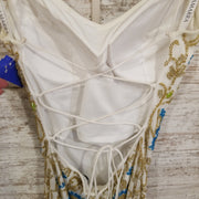 WHITE/GOLD/TEAL SHORT DRESS