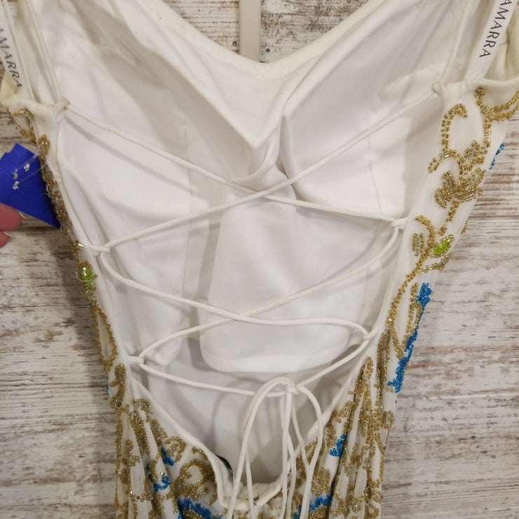 WHITE/GOLD/TEAL SHORT DRESS