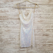 WHITE SPARKLY SHORT DRESS