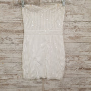 WHITE SEQUIN SHORT DRESS