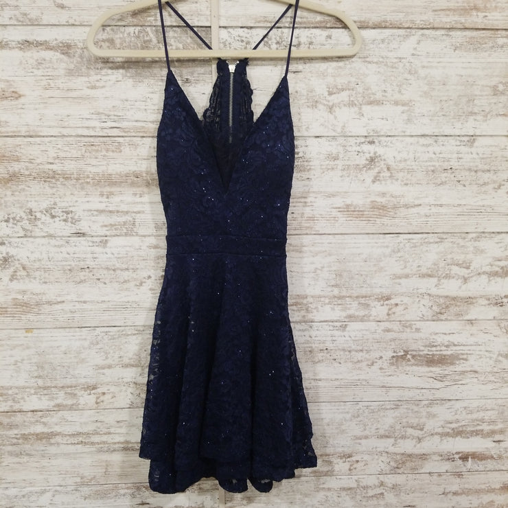 NAVY SPARKLY SHORT DRESS