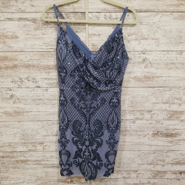 BLUE SPARKLY SHORT DRESS