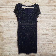 NAVY BEADED SHORT DRESS