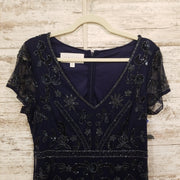 NAVY BEADED SHORT DRESS