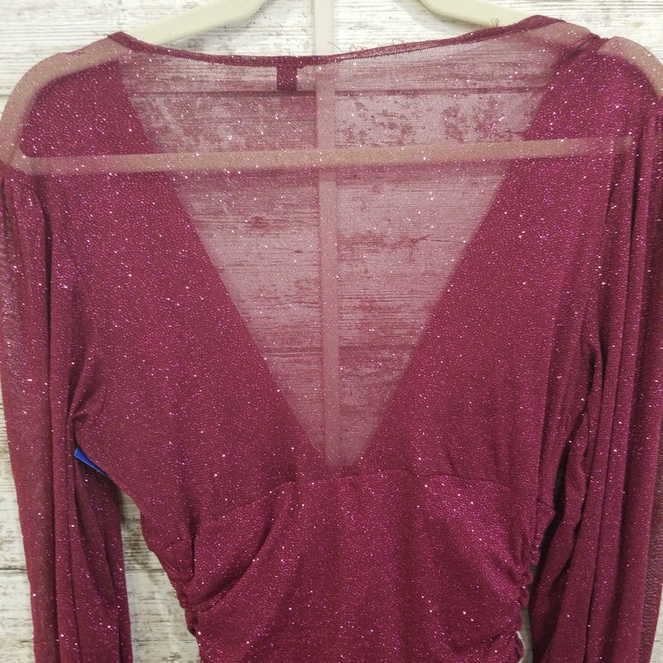 BURGUNDY SPARKLY SHORT DRESS