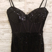 BLACK SEQUIN SHORT DRESS