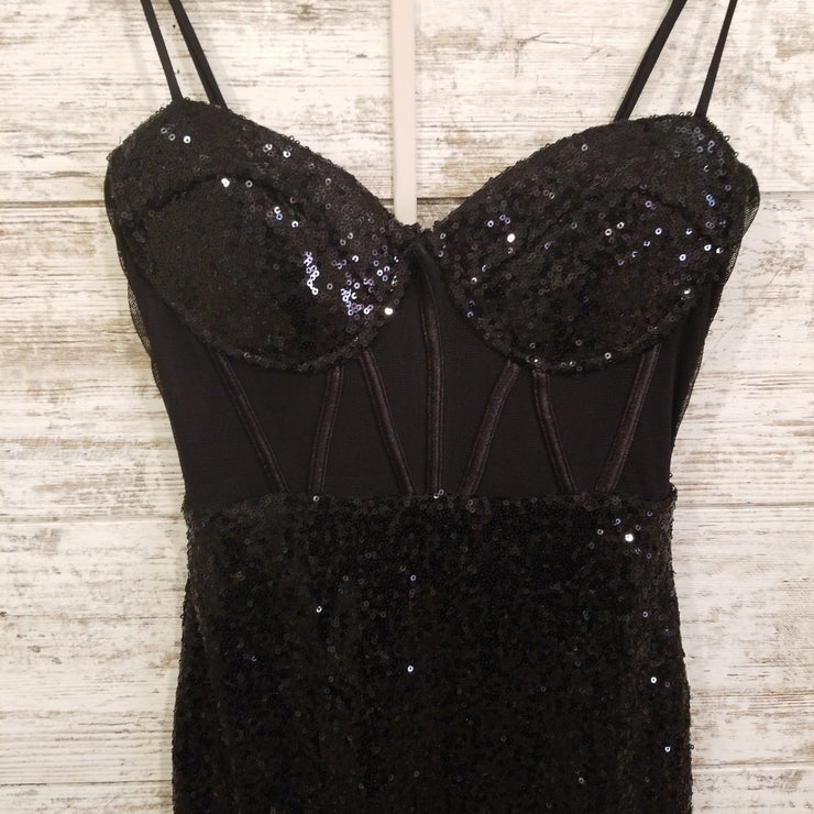 BLACK SEQUIN SHORT DRESS