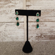 GREEN RHINESTONE EARRINGS