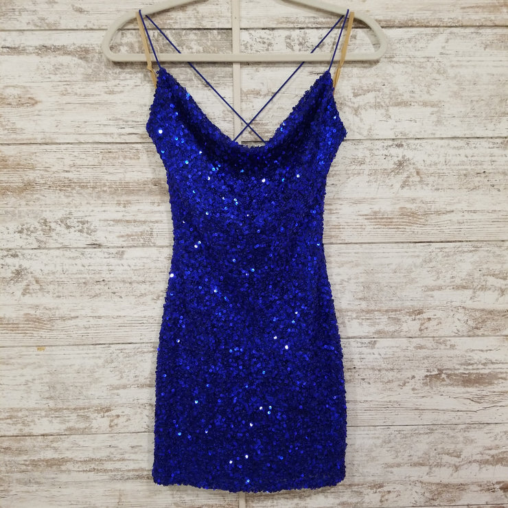 ROYAL BLUE SPARKLY SHORT DRESS