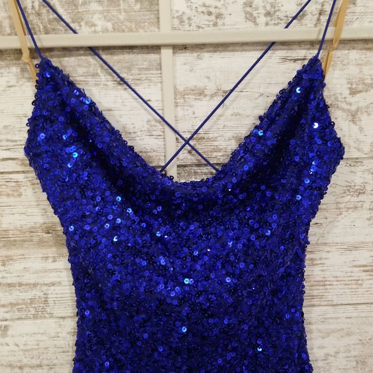 ROYAL BLUE SPARKLY SHORT DRESS