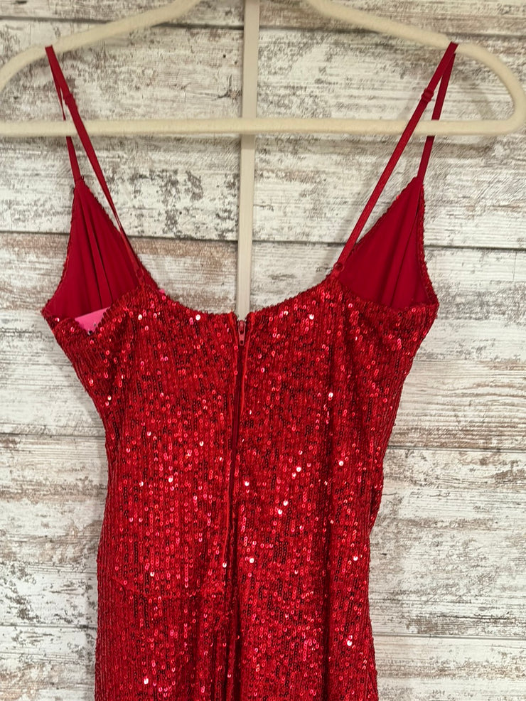 RED SPARKLY LONG DRESS