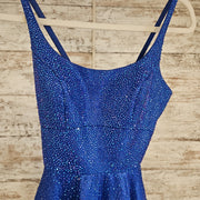ROYAL BLUE SPARKLY A LINE GOWN