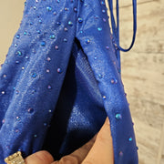 ROYAL BLUE SPARKLY A LINE GOWN