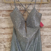 BLUE SPARKLY LONG EVENING GOWN