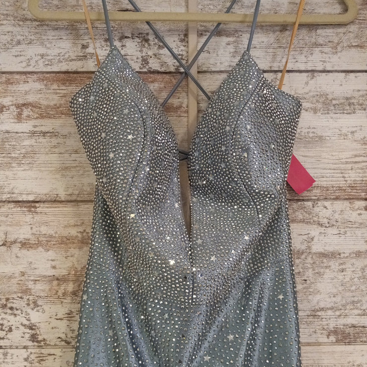 BLUE SPARKLY LONG EVENING GOWN