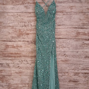 GREEN SPARKLY LONG DRESS (NEW)
