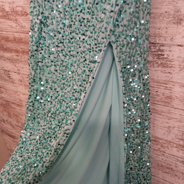 GREEN SPARKLY LONG DRESS (NEW)