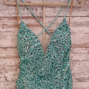 GREEN SPARKLY LONG DRESS (NEW)