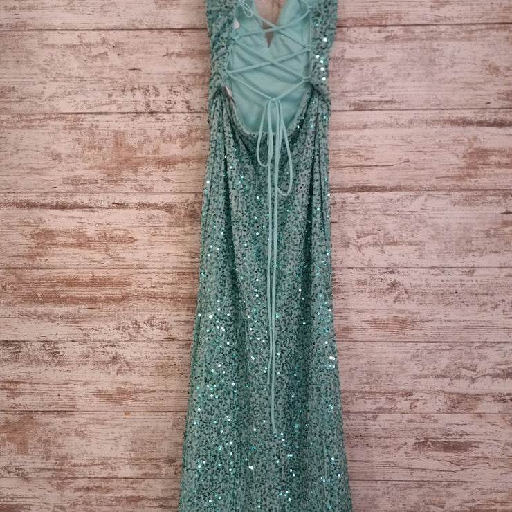 GREEN SPARKLY LONG DRESS (NEW)