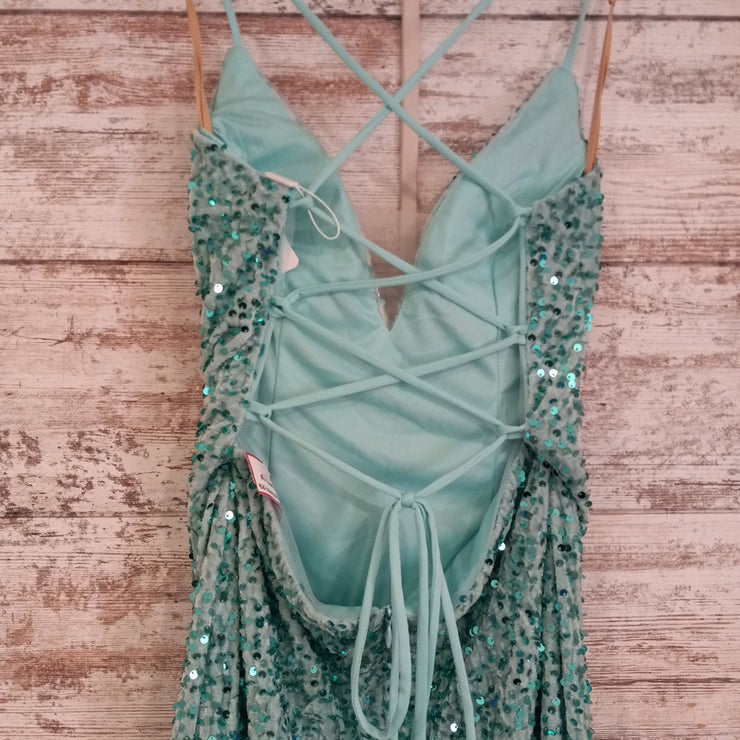 GREEN SPARKLY LONG DRESS (NEW)