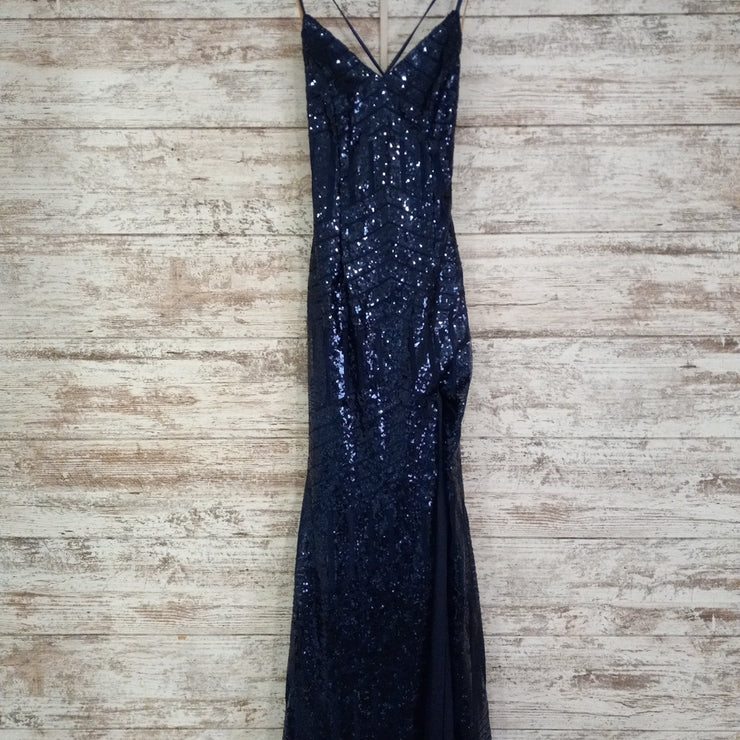 NAVY SPARKLY LONG DRESS