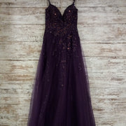 PURPLE/FLORAL A LINE GOWN