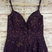 PURPLE/FLORAL A LINE GOWN