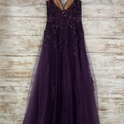 PURPLE/FLORAL A LINE GOWN