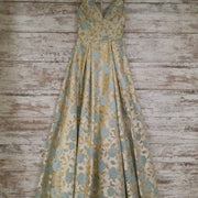 GOLD/FLORAL A LINE GOWN