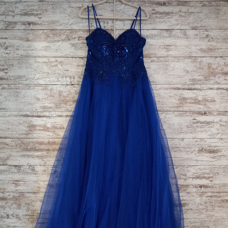 ROYAL BLUE A LINE GOWN (NEW)