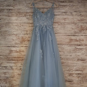 BLUE/FLORAL A LINE GOWN